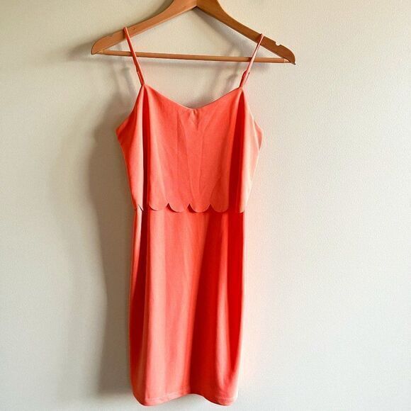 Asos Scaloped Hem Foldover Dress Peach Strap‎ Womens Size 2 - Picture 1 of 5